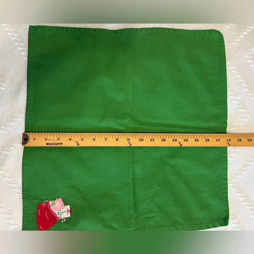 Martha Stewart Everyday Set Of 6 Napkins Christmas Presents Green 18” Square